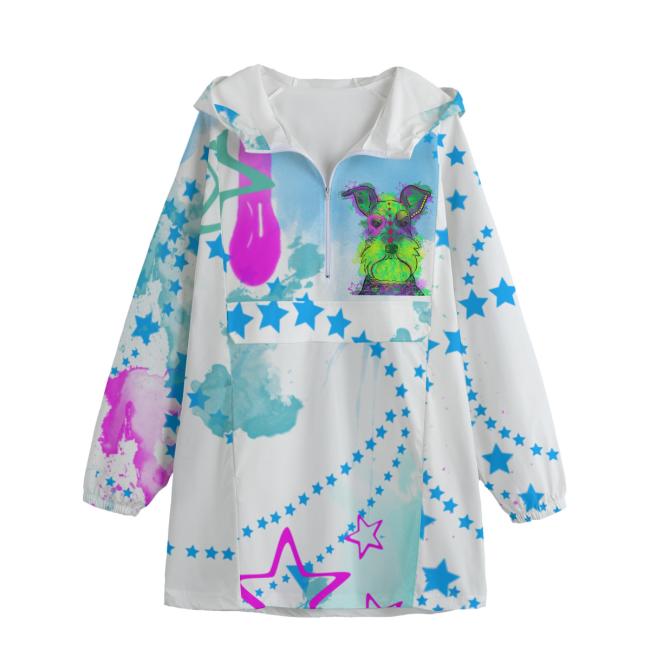 Leichte Regenjacke Fido – Popart Hundemotiv, 100 % Polyester, Unisex, Mix, Mischling, Zwergschnauzer, Schnauzer